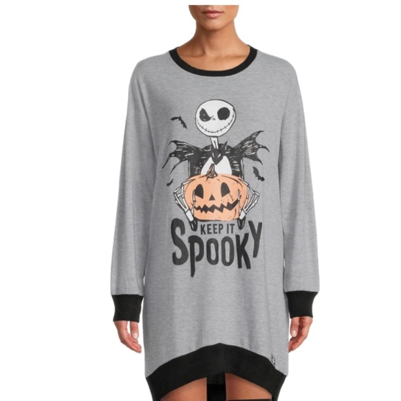 💐Disney's Nightmare Before Christmas Graphic Sleepshirt Sz XL Grey - Picture 1 of 5